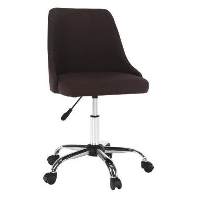 Scaun de birou, piele ecologica maro, picior crom, Ediz, 48x57x78-88 cm