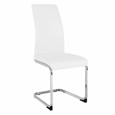Scaun tapiterie piele ecologica alba picioare crom Vatena