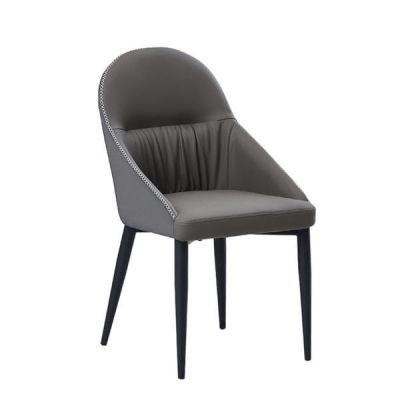 Scaun tapiterie piele ecologica gri picioare metal Kalina