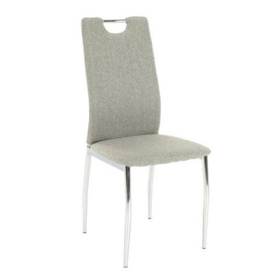 Scaun tapiterie textil bej picioare crom Oliva