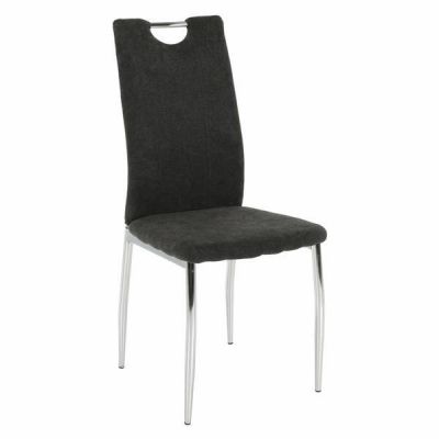 Scaun tapiterie textil gri picioare crom Olivia