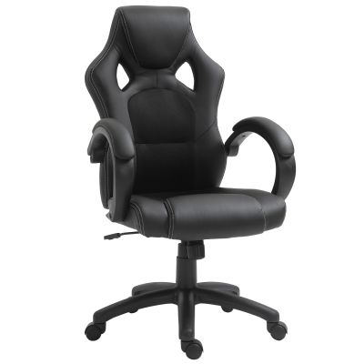 Scaun pentru birou HOMCOM in stil Gaming, Negru | Aosom Romania