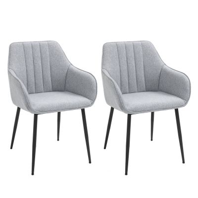 Set 2 Scaune capitonate moderne in stil scandinav, spatar curbat pentru Bucatarie, Sufragerie, moi cu tesatura cu efect in HOMCOM | Aosom RO