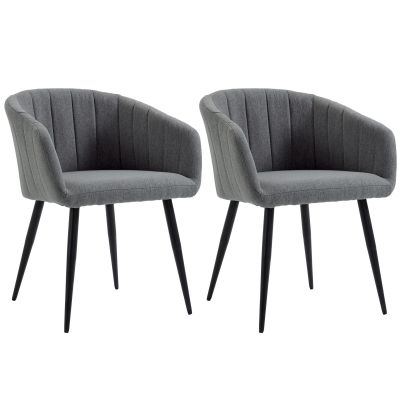 HOMCOM Set 2 Scaune Elegante și Confortabile pentru Bucătărie și Living, Tapițate, Gri Întunecat | Aosom Romania
