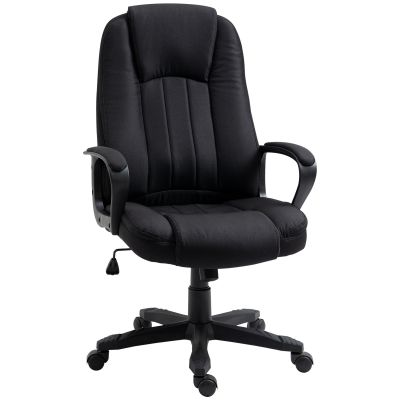 Fotoliu de Birou cu Masaj, Interfata USB si Inaltime Reglabila, Tesatura efect in, Roti pivotante 60x74x106-116cm, Negru Vinsetto | Aosom Romania