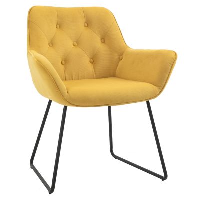 HOMCOM Scaun capitonat, cu Invelis cu textura de Catifea si Baza, Fotoliu pentru Casa si Birou 70x66.5x82cm Galben | AOSOM RO