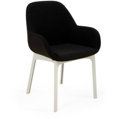 Scaun Kartell Clap design Patricia Urquiola baza alb tapiterie Aquaclean negru