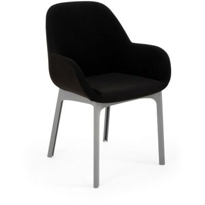 Scaun Kartell Clap design Patricia Urquiola baza gri tapiterie Aquaclean negru