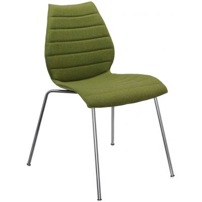 Scaun Kartell Maui Soft Trevira design Vico Magistretti baza crom tapiterie Trevira verde