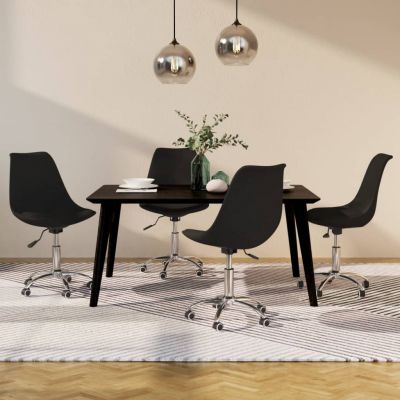 vidaXL Scaune de bucătărie pivotante, 4 buc., negru, material textil