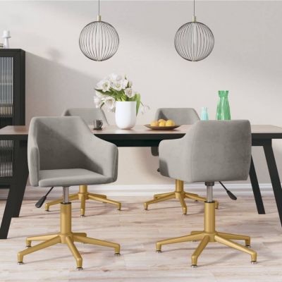 vidaXL Scaune de masă pivotante, 4 buc., gri deschis, catifea