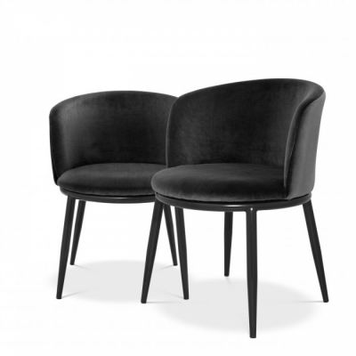 Set 2 scaune cu brate din Catifea si Metal Negru/Negru H74xL57xA47cm Eichholtz Filmore