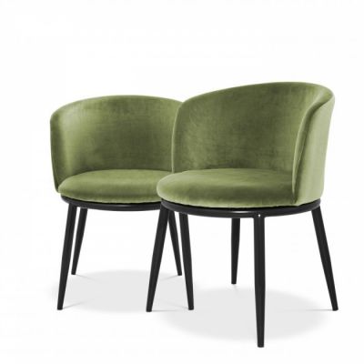 Set 2 scaune cu brate din Catifea si Metal Verde/Negru H74xL57xA47cm Eichholtz Filmore