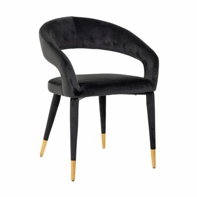 Scaun din Metal si Catifea Gri antracit cu picioare Negru/Auriu H81xL59xA58cm Gia Richmond Interiors