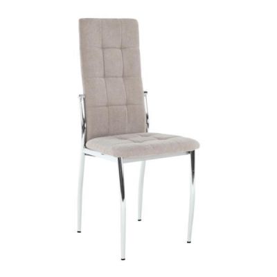 Scaun tapiterie textil maro picioare crom Adora