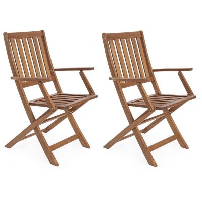 Set 2 scaune pliabile de gradina / terasa din lemn de salcam Mali I Natural, l58xA60xH92 cm