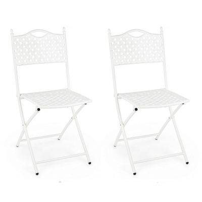 Set 2 scaune pliabile de gradina / terasa din metal Jenny Alb, l40xA53xH88 cm
