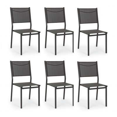 Set 6 scaune de gradina / terasa din metal si material textil, Hilde Antracit, l46xA57xH88 cm
