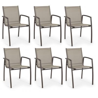 Set 6 scaune de gradina / terasa din metal si material textil Hilla Grej, l56,5xA61xH87 cm