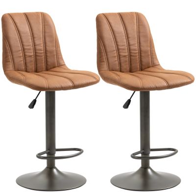 HOMCOM Scaune de bar vintage reglabile, set 2 piese cu suport pentru picioare, 45x54x96-117cm, maro si gri | AOSOM RO