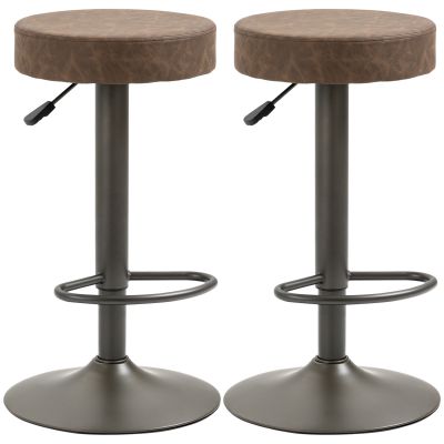 Set de 2 scaune de bar HOMCOM, pivotante, inaltime reglabila, maro 35x36x64-85cm | Aosom RO