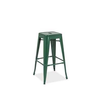 Scaun de bar din metal, Lonnie Verde Inchis, l31xA31xH76 cm