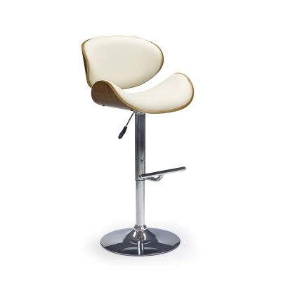 Scaun de bar din pal, tapitat cu piele ecologica si picior metalic, Hoku-44 Crem / Nuc, l53xA51xH93-115 cm Scaun de bar din pal, tapitat cu piele ecologica si picior metalic, Hoku-44 Crem / Nuc, l53xA51xH93-115 cm