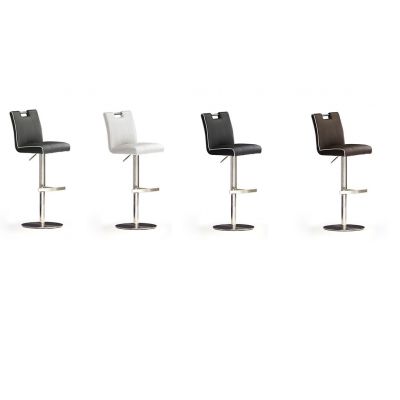 Scaun de bar rotativ tapitat cu piele ecologica si picior metalic, Casta B, l42xA51xH87-112 cm