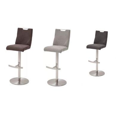 Scaun de bar rotativ tapitat cu stofa si picior metalic, Giulia C, l39xA50xH88-113 cm