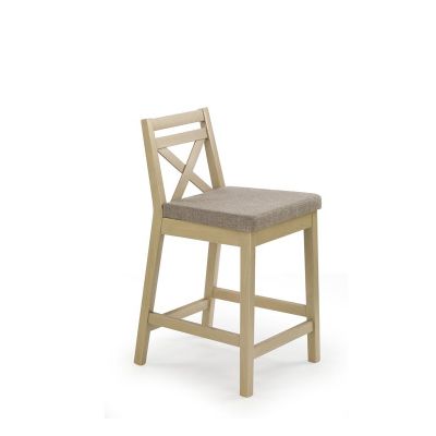 Scaun de bar tapitat cu stofa, cu picioare din lemn Bosley Low Stejar Deschis, l41xA48xH83 cm