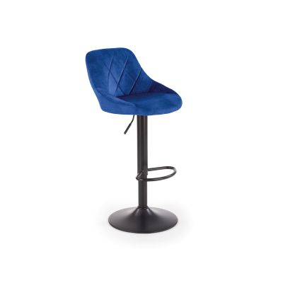 Scaun de bar tapitat cu stofa si picior metalic, Hoku-101 Velvet Bleumarin / Negru, l47xA45xH84-106 cm