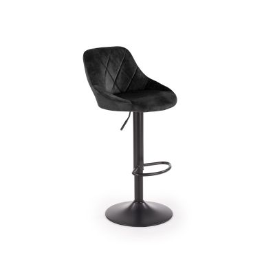 Scaun de bar tapitat cu stofa si picior metalic, Hoku-101 Velvet Negru, l47xA45xH84-106 cm