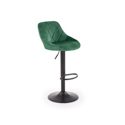 Scaun de bar tapitat cu stofa si picior metalic, Hoku-101 Velvet Verde Inchis / Negru, l47xA45xH84-106 cm
