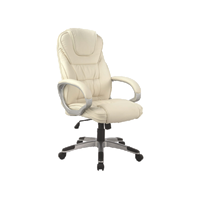 Scaun de birou directorial reglabil din Piele ecologica si Metal Crem/Argintiu H112-150xL48xA64cm Q31