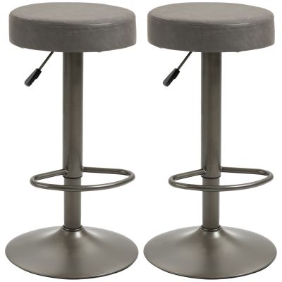 Set 2 scaune de bar HOMCOM, pivotante cu inaltime reglabila, 35x36x64-85cm, gri | Aosom RO