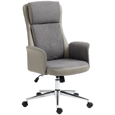 Vinsetto Scaun de Birou Elegant din 2 Țesături, Ergonomic, Reglabil pe Înălțime, cu Roți Pivotante, 65x72x108-118cm, Gri | Aosom Romania