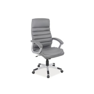 Scaun de birou directorial tapitat cu piele ecologica, Qwin-087 Gri, l66xA50xH115-125 cm