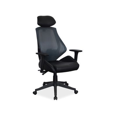 Scaun de birou ergonomic tapitat cu piele ecologica si stofa, Qwin-406 Negru, l67xA52xH102-110 cm