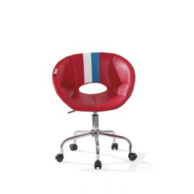 Scaun de birou pentru copii, tapitat cu piele ecologica Biseat Red, l61xA56xH76-83 cm