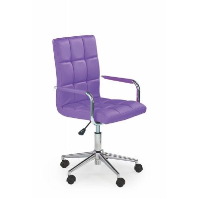 Scaun de birou pentru copii tapitat cu piele ecologica, Gonzalez II Violet, l53xA60xH98-110 cm