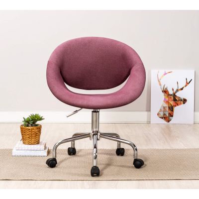 Scaun de birou pentru copii, tapitat cu stofa Relax Rose, l61xA54xH88-95 cm