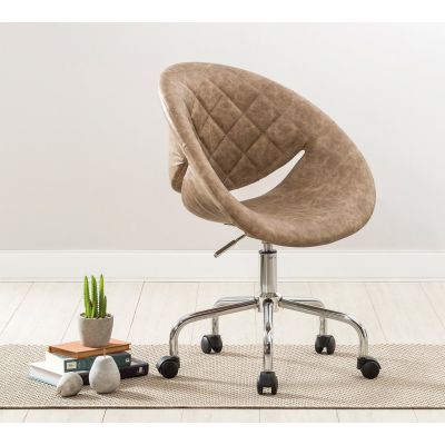 Scaun de birou tapitat cu piele ecologica, Relax Brown, l61xA54xH88-95 cm