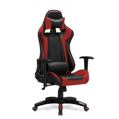 Scaun gaming, tapitat cu piele ecologica Damarius Negru / Rosu, l68xA69xH126-134 cm