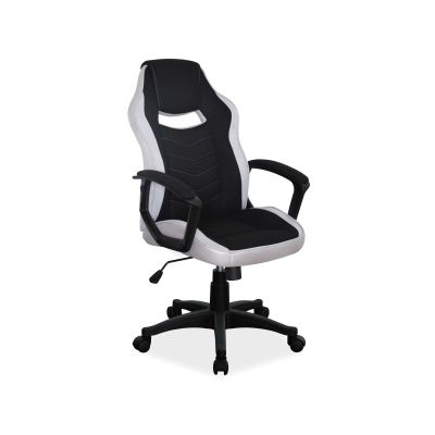 Scaun gaming tapitat cu stofa Camira Negru / Gri, l59xA49xH106-116 cm