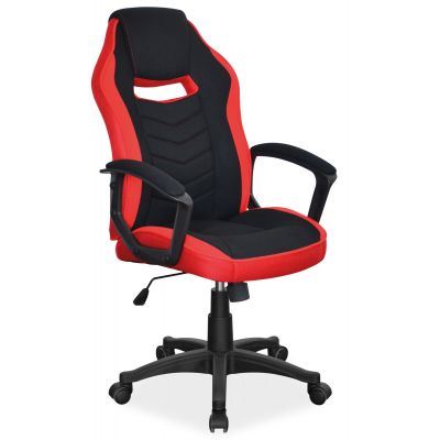 Scaun gaming tapitat cu stofa Camira Negru / Rosu, l59xA49xH106-116 cm