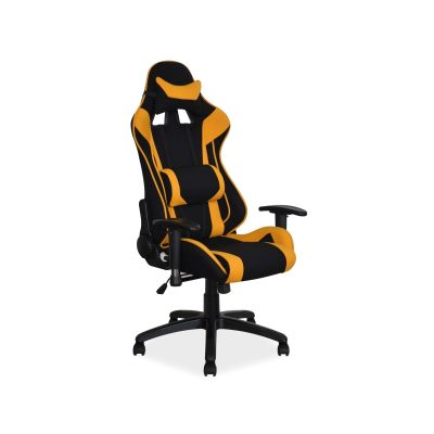 Scaun gaming tapitat cu stofa, Vesper Negru / Galben, l70xA49xH126-134 cm