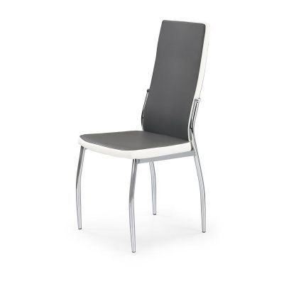 Scaun tapitat cu piele ecologica, cu picioare metalice K210 Grey / White, l42xA42xH100 cm Scaun tapitat cu piele ecologica, cu picioare metalice K210 Grey / White, l42xA42xH100 cm