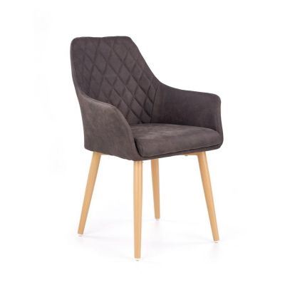 Scaun tapitat cu piele ecologica, cu picioare metalice K287 Maro inchis, l58xA61xH85 cm