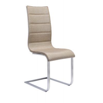 Scaun tapitat cu stofa, cu picioare metalice K104 Beige / White, l42xA56xH99 cm Scaun tapitat cu stofa, cu picioare metalice K104 Beige / White, l42xA56xH99 cm