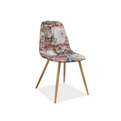 Scaun tapitat cu stofa si picioare metalice, Citadell Multicolor / Stejar, l44xA38xH84 cm